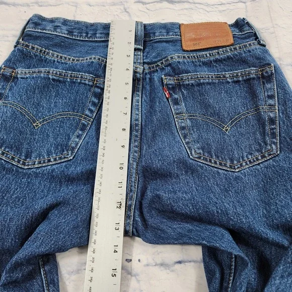 Levis 501 Premium MENS 30X32 Big E Jeans Blue Denim Straight Button Fly - Picture 7 of 13